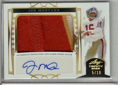 2022 Leaf Trinity JOE MONTANA AUTO/Game-Worn/Used GU Patch Relic /10 - Image 1 of 2