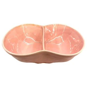 Vintage Marcrest Stoneware Daisy Dot Pink Divided Serving Dish Bowl Has Crack👇 - Picture 1 of 11