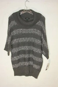 Nuevo con etiquetas Suéter Pullover Alyx Para Mujer Cuello Capucha Manga Media Gris A Rayas Talla L - Imagen 1 de 3