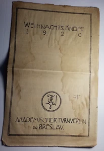 Akademischer Turnverein zu Breslau - Bierzeitung Weihnachtskneipe 1920 ATV - Picture 1 of 7