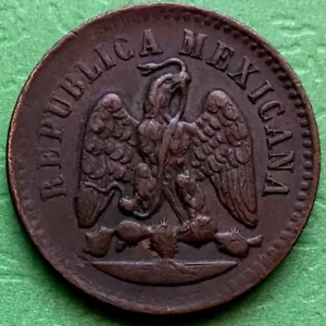 1890 Mexico 1 Cent Coin Mexican Federal Republic Copper Centavo Mo Better Grade. - Picture 1 of 5