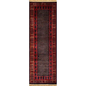 Amma Teppiche traditioneller Wollläufer Teppich, 2x6 Fuß, handgefertigt, handgeknüpft, schwarz - Bild 1 von 6