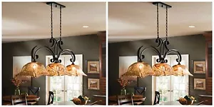 PAIR 47" EUROPEAN METAL HAND MADE GLASS CHANDELIER PENDANT KITCHEN LIGHT 21009 - Picture 1 of 3
