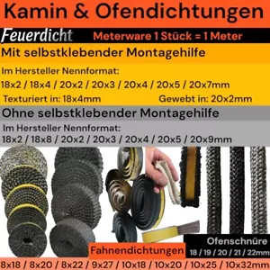 Kamindichtung selbstklebend Dichtband Glas Kamin Ofen Dichtung 18 20x2,3,4,5,6mm - Bild 1 von 212