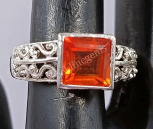 19.05 Ct Emerald Cut Natural Orange Sapphire Silver Ring Size 10 EGL Gems 5MRB - Imagen 1 de 6