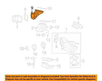 Componentes del calentador evaporador Ford OEM 04-07 Freestar - conducto de entrada de aire 6F2Z19A618AA Foto 1 de 2
