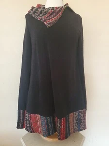 Mon Ami Women Size Large Aztec Solid Black Button Sweatshirt USA Made  - Picture 1 of 7