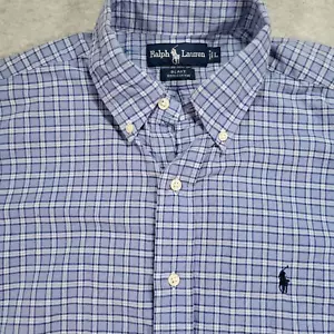Ralph Lauren Short Sleeve Button Down Shirt Mens Large Blake Blue - Picture 1 of 6