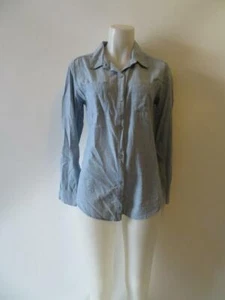 WOMENS FREE PEOPLE CHAMBRAY COTTON CROCHET BUTTON DOWN BLOUSE SIZE S * - Picture 1 of 8