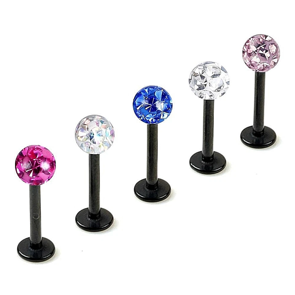 1,2MM LIPPENPIERCING FERIDO LABRET MONROE MADONNA KUGEL KRISTALL TRAGUS PIERCING - Bild 1 von 1