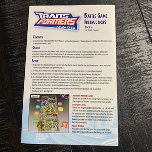 Transformers Animated Battle Game Replacement Instruction Sheet - Picture 1 of 2