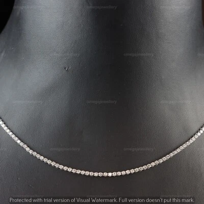 2.07CT Certified Natural Diamond Tennis Necklace Sterling Silver 16" In Women's - Image 1 of 4