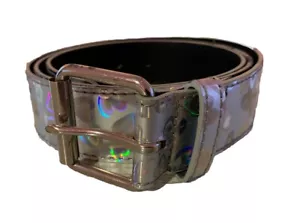 No Boundaries Silver Holographic Hearts 2XL Gürtel Club, Rave, Neon, Kawaii - Bild 1 von 7