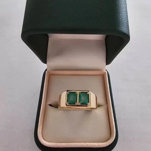 2.50CT Emerald Cut Natural AAA May Birthstone Emerald 14k Yellow Gold For Men - Picture 1 of 13