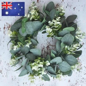 33cm Leaves Wreath Perfect Gift Green Eucalyptus Wreath for Front Door Wall - Picture 1 of 10