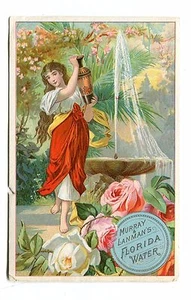 Carta commerciale vittoriana MURRAY & LANMANS FLORIDA ACQUA donna alla fontana - Foto 1 di 2