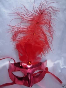 6 Mix Colour Eye Feather Mask Fancy Dress Night Party Red Gold Purple Green .. - Picture 1 of 5