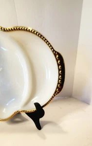 Vintage Fire King Milk Glass Relish Tray, Gold Beaded Rim - Picture 1 of 6