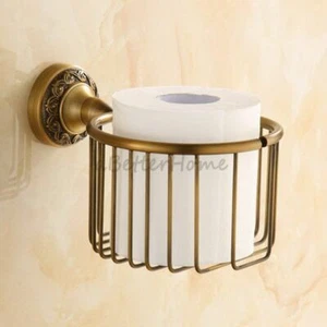 Antique Art Carved Toilet Paper Holder Wall Mounted Roll Tissue Storage Basket - Picture 1 of 3