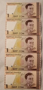 KYRGYZSTAN 1 SOM 1999 P 15  UNC SET (5 PCS) IT# Z - 8 - Picture 1 of 2