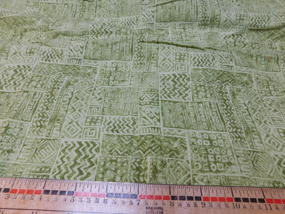 Quilt Fabric 54" x 42" Green Geometric Blocks by Concord Fabrics - Image 1 of 1