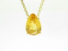 14k Yellow Gold & Golden Citrine Pear Shape Solitaire Large Stone Necklace Gift