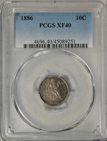 1886 Seated dime, PCGS XF40..........Type Coin Company Cover