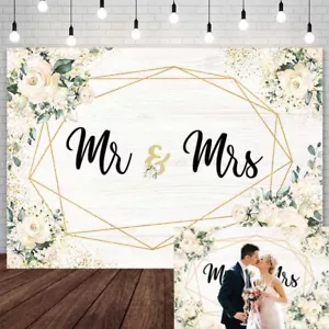 7x5ft Miss to Mrs Backdrop for Bridal Shower White Floral Bride Groom Engaged... - Picture 1 of 7