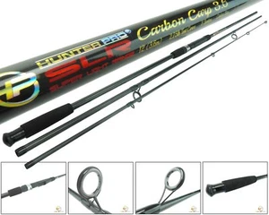 12ft Carbon Carp Rod. Hunter Pro 3pc High Carbon 12' 3.6m Carp Rod 2.75lb Test - Picture 1 of 10