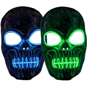 Skeleton Face Mask LED Light Up EL Halloween Party Costume Accessory Mask - Picture 1 of 3