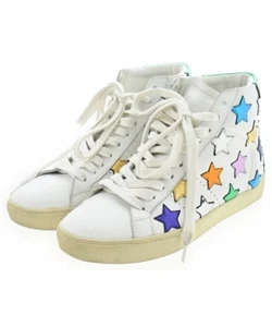 SAINT LAURENT PARIS Flat Shoes Women's Size 37 White Leather - Picture 1 of 8