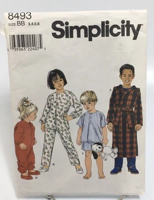 Sleeper Pajamas PJs Robe Childs Size 3T Cut Pattern 8493 Vtg 90s - Image 1 of 2
