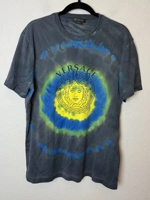 Versace Tie-Dye Medusa T-Shirt Size Large Taylor fit Cotton Blue Gray - Image 1 of 4