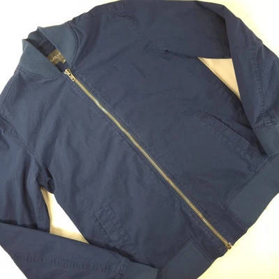 SLATE & STONE Mens MEDIUM Bomber Jacket Blue Cotton Stretch Long Sleeve Full Zip - Image 1 of 4