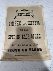 Vintage 70’s Old Timey Notice Raucher und Kauer werden bitte aufeinander spucken - Bild 1 von 11