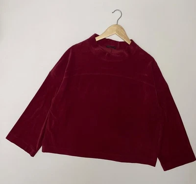 OSKA Sweater Pulli Weinrot Velour Nicki Stoff Stehkragen Gr.2 / US 10-12 / L - Bild 1 von 4