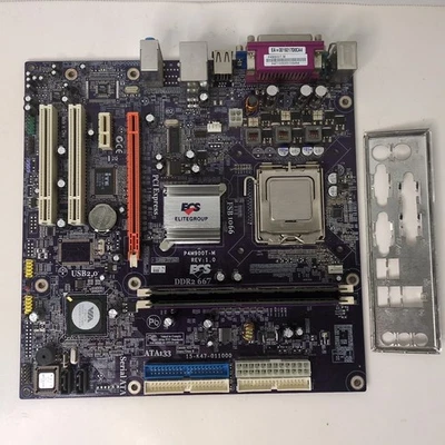 Vintage ECS P4M900T-M w/ LGA775 Intel Pentium 805 2.66GHz CPU 2GB DDR Ram - Image 1 of 4