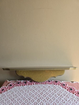 VTG Home Interior Gold/Mauve  Plate Groove  Wall Hanging Shelf Shabby Chic Decor - Image 1 of 4
