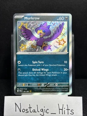 Murkrow 181/091 Pokemon Paldean Fates Shiny Holo NM-LP - Image 1 of 4