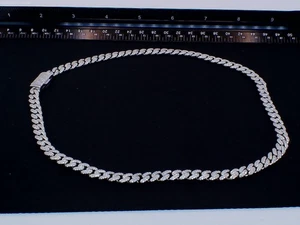 Cadena de plata de ley de 18", eslabón cubano, 6 mm de ancho, 14 CTW de moissanita entrega rápida - Imagen 1 de 13
