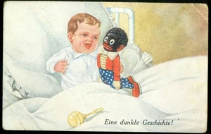Eine dunkle Geschichte! Boy with Doll PMK Riga 1933 Latvia - Picture 1 of 2