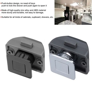 Push Button Zinc Alloy Catch Lock Cupboard Door Motorhome Cabinet RV Latch Knob - Picture 1 of 48