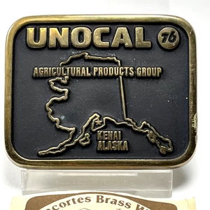 UNOCAL 76 Grupo de Productos Agrícolas KENAI ALASKA Hebilla de Cinturón de Latón 1992 - Imagen 1 de 23
