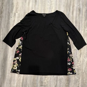 J.Jill Pure Jill Wearever Collection Top Tunic Women Size Large Floral Black - Picture 1 of 8