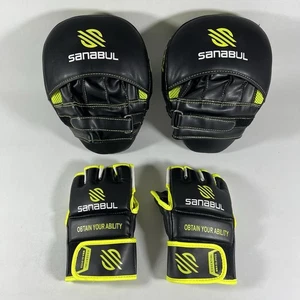 Sanabul Box Sparring Training Pads & S/M Erwachsene Handschuhe, schwarz/gelb - Bild 1 von 15