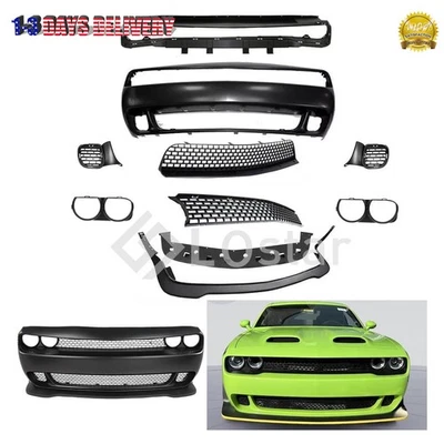 Full Front Bumper Cover & Grille & Lip Hellcat Style For 15-23 Dodge Challenger - Image 1 of 4