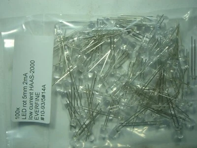 100x LED rot 5mm 2mA  low current HAAS-2000 EVERFINE #10-93/5#009a - Bild 1 von 4