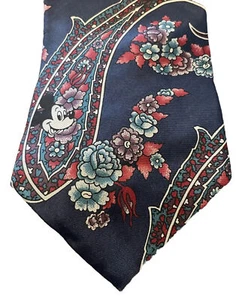 Exclusively Walt Disney Navy Blue Paisley Mickey Mouse Necktie Tie  100% Silk 57 - Picture 1 of 5