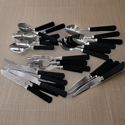 Cutlery Set - Black, 6 Place Settings, 30 Pieces - VGUC - Image 1 of 3