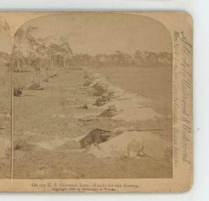 On U.S. Skirmish Line Ready for the Enemy Underwood Stereoview - Picture 1 of 2